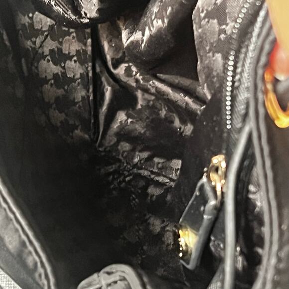 Karl Lagerfeld Paris Black Diamond Quilted Pattern Studded Drawstring Backpack - Picture 10 of 16